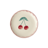 Ceramic Cake Plate with Hand Painted Cherries
