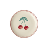 Ceramic Cake Plate with Hand Painted Cherries