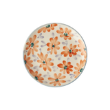 Ceramic Cake Plate with Hand Painted Orange Flowers