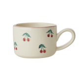 Ceramic Cappuccino Cup with Hand Painted Cherries - 6.7 oz