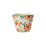 Ceramic Oval Espresso Cup with Hand Painted Orange Flowers - 2.4 oz