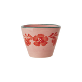 Ceramic Oval Espresso Cup with Hand Painted Orange Flower Vine - 2.4 oz