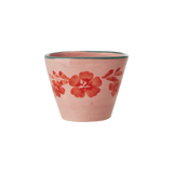 Ceramic Oval Espresso Cup with Hand Painted Orange Flower Vine - 2.4 oz