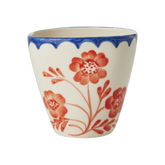 Ceramic Oval Cup with Hand Painted Vintage Flowers - 10.1 oz