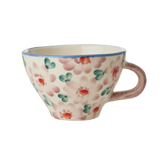 Ceramic Tea Cup with Hand Painted Flowers - Pink - 5.0 oz