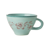 Ceramic Tea Cup with Hand Painted Soft Pink Flower Vine - 5.0 oz