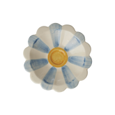 Ceramic Flower Dipping Bowl with Blue Hand Painted Stripes