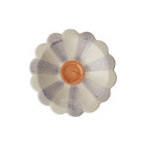 Ceramic Flower Dipping Bowl with Lavender Hand Painted Stripes
