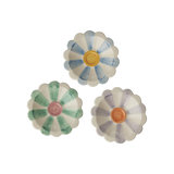 Ceramic Flower Dipping Bowl with Soft Green Hand Painted Stripes