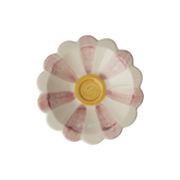 Ceramic Flower Dipping Bowl with Pink Hand Painted Stripes