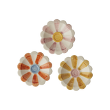 Ceramic Flower Dipping Bowl with Yellow Hand Painted Stripes