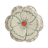 Ceramic Flower Shaped Side Plate with Pink Border