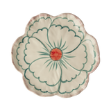 Ceramic Flower Shaped Side Plate with Pink Border