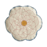 Ceramic Flower Shaped Side Plate with Blue Border