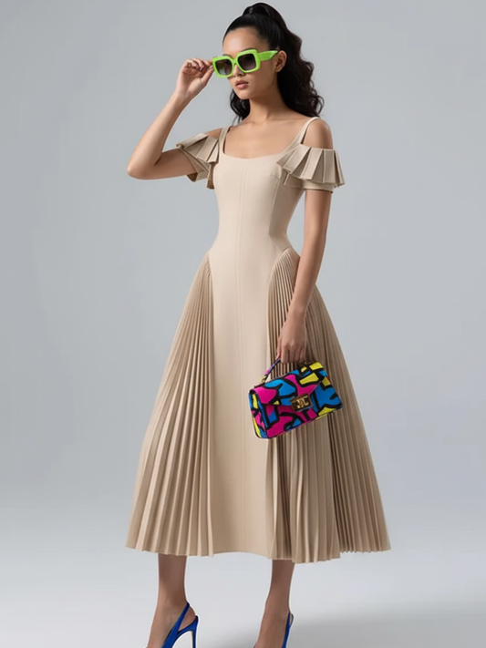 Camisole Backless Party Dress with Pleated and Patchwork Details For Women, SoHo, BYMANYC New York.