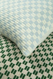 Checkered Brocade Pillow – Grey & White