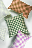 Checkered Brocade Pillow – Grey & White