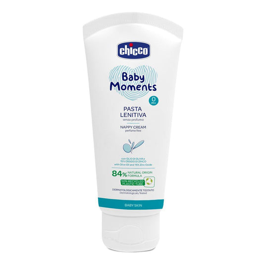 Chicco Baby Skin Relieving Cream 100 ml – Zinc Oxide Barrier, Fragrance-Free, 84% Natural Formula, Soothing Panthenol