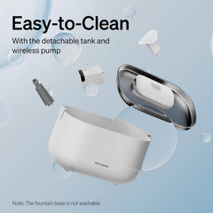 Dockstream Wireless Water Pump App Cat Fountain | Smart Stainless Steel Hydration System with App Tracking