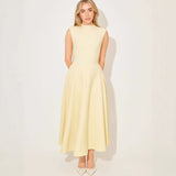 Elegant Sleeveless High-Waist A-Line Dress For Women, Upper West Side, BYMANYC New York.