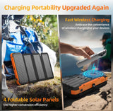 SolarMax Foldable Solar Power Bank | 20000mAh Fast Charge, Wireless & Built-In Cables