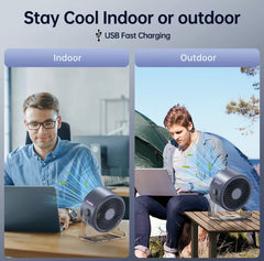 TurboCool Desk Fan | 100-Speed Rechargeable Fan with Digital Display & 4000mAh Battery