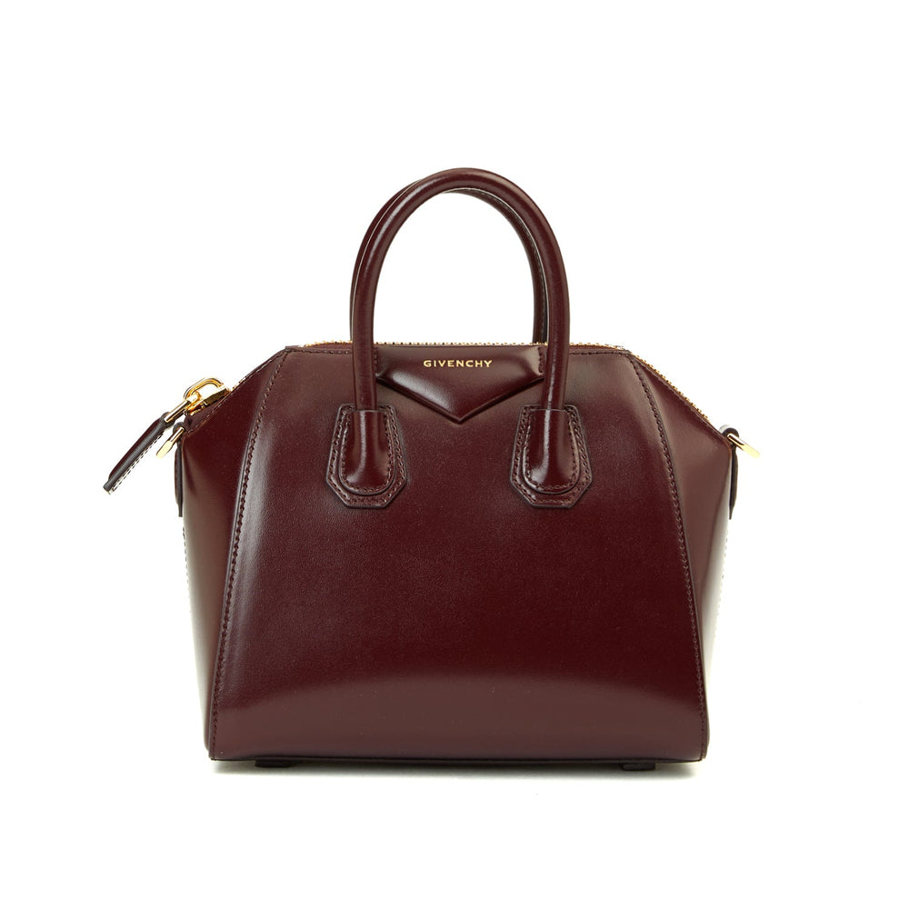 Givenchy Mini Antigona Burgundy Leather Bag front view