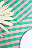 Flora Stripe Placemat – Light Pink & Kelly Green