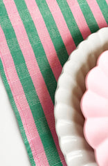 Flora Stripe Placemat – Light Pink & Kelly Green