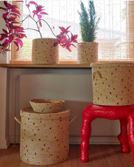 Large Round Raffia Basket- set of 2