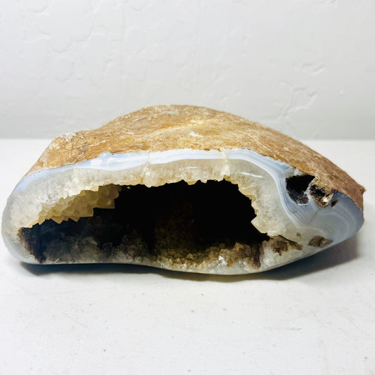 Natural Agate Geode Freeform with Druzy Cavity — 3.6 lbs