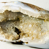 Natural Agate Geode with Translucent White Quartz Druzy Cavity – Freeform Display Specimen (3.1 lbs)