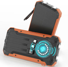 SolarMax Foldable Solar Power Bank | 20000mAh Fast Charge, Wireless & Built-In Cables