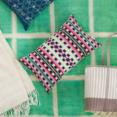Made to order - Momos Grid Blanket- Natural White and Green