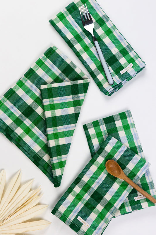 Josefina Plaid Handwoven Dinner Napkins – Set of 4