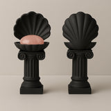 Black Gothic Clam Shell Crystal Pebble Holder – Dark Stone Like 3D Pedestal by KREATEUR Studio (Beta)