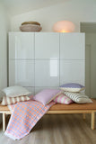Checkered Brocade Pillow - Lilac & White