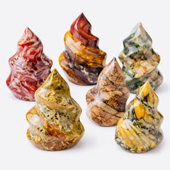 Mystery Jasper Flame Carving – Handpicked Polished Statement Piece (No Sub-Variety Selection)