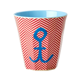 Medium Cup - Red - Anchor Print
