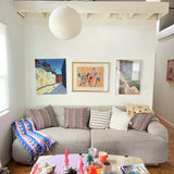 Palm Ikat Blanket in Blue & Pink