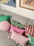 Santiago Grid Pillow - Baby Pink and Umber
