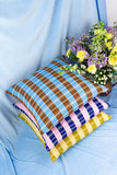 Santiago Grid Pillow - Royal and Baby Pink