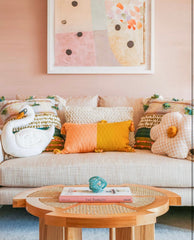 Antigua Pillow - Peach & Ochre Colorblocked