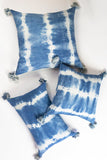 Indigo Striped Shibori Tassel Pillows