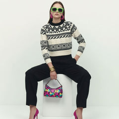 Jacquard Cropped Sweater, Tribeca | Women - BYMANYC ® New York
