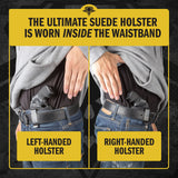 The Ultimate Suede Leather IWB Holster - J Frame / 38 Special - Lifetime Warranty - Made in USA