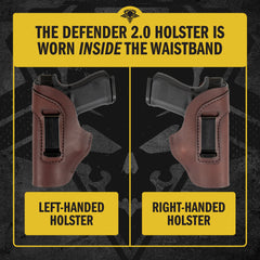 The Defender Leather IWB Holster - S&W Shield/Glock/XD Handguns - Lifetime Warranty - Made in USA