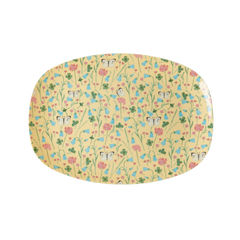 Melamine Small Rectangular Plate | Creme Sweet Butterfly Print