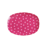 Melamine Small Rectangular Plate | Pink Dots Print