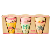 Melamine Kids Cups in Pink Farm Prints - Medium - 6 pcs. in Gift Box
